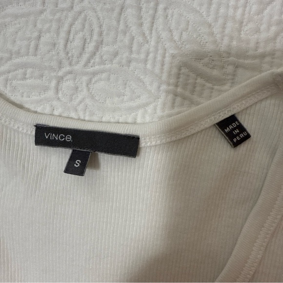 Vince Lot Of 2 Womens White Beige Tank Top Ribbed Pima Cotton Made In Peru Sz S - Picture 8 of 12